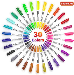 30 Colors Permanent Markers, Fine Point, Assorted Colors, Works on Plastic,Wood,