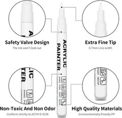 Acrylic Paint Pens Waterproof Markers 6 White Permanent Marker Pens Acrylic Pens