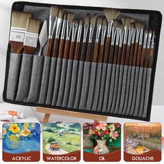 25pcs Paint Brush Set, Acrylic Paint Brushes, Professional Artist Series with…