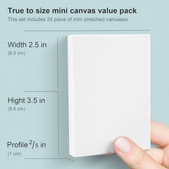Mini Stretched Canvas – 2.5×3.5 Inch / 24 Pack – 2/5 Inch Profile 2.5″x3.5″