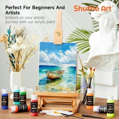80 Colors Acrylic Paint Set | 12 Brushes | 2oz Bottles | Rich Pigmented for