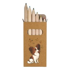 6 x ‘Papillon Dog & Butterflies’ Short Colour Pencils (PE00080678)