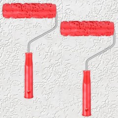 2pcs 7” Texture Roller Sleeve Wall Stencil Brush Pattern Paint Red
