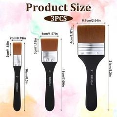 3Pcs Wide Flat Acrylic Paint Brushes for Acrylic Painting Large Nylon Artist …