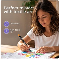 Zenacolor 20 Fabric Markers Pens Set – Non Toxic Fabric Paint Fine Point Textile