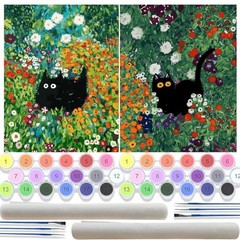 2 Pack Black Cat & Flowers Paint by Numbers Kit for Adults – DIY Acrylic Canvas