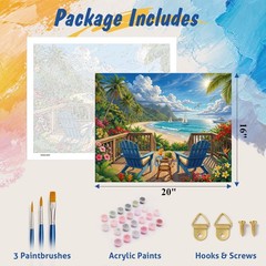 Paint by Numbers Kit for Adults Landscape, Summer Beach DIY Number Painting f…