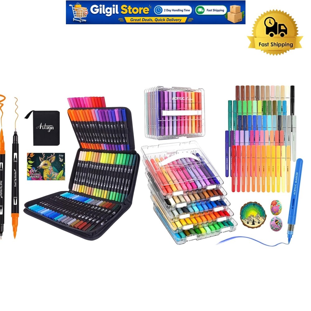 Explore Creative Possibilities with 72 Dual Brush & 60 Acrylic Paint Markers Set