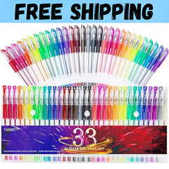 Glitter Gel Pens 33 Colors Neon Glitter Pens Set Gel Art Markers with 40% More I