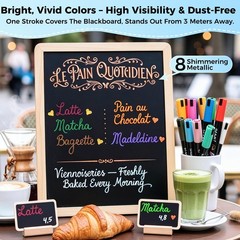 Extra Fine Tip Liquid Chalk Markers – 30 Colors, 0.7mm, No Residue, Bistro & Men