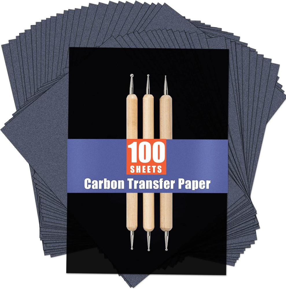 100 Sheets Carbon Paper Sheets, Carbon with 3PCS Embossing Stylus for DIY Woodw