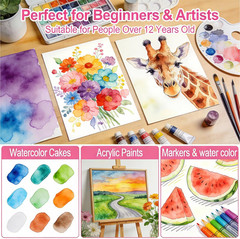 60 Sheets Watercolor Paper Bluk, 140Lb/300Gsm Cold Press Water Color Paper 5 …