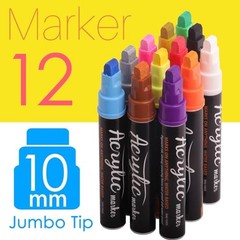 VIANZE Jumbo 12Colors Markers, Acrylic Paint Pens, 10mm Felt Tip Jumbo Poster