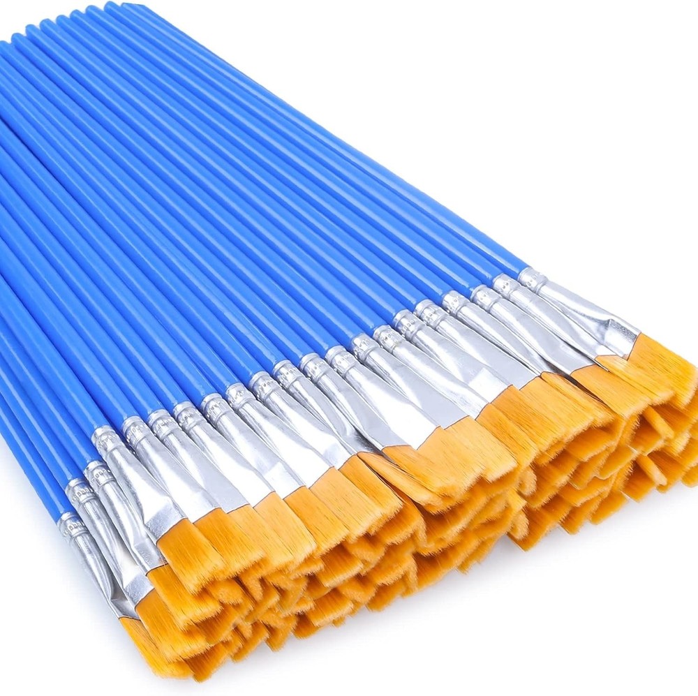 50 Pcs Flat Paint Brushes for Touch Up, Anezus Small Paint Brushes for Classroom