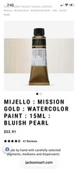 Mission Gold Bluish Pearls Watercolor 15ml Tube Used