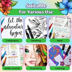 80 Dual Tip Brush Markers Set w/ Coloring Book Artist Pens Kit