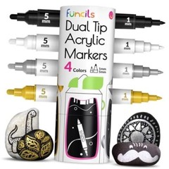 4 Dual Tip Acrylic Paint Pens – Fine Tip & Medium, Permanent & Waterproof –