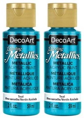 2 PCS Dazzling Metallics Acrylic Colors Teal Craft Art Supplies Paint