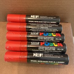 Qty of 5 Mitsubishi uni Posca Paint Pens Marker | PC-17K Red 63805 New Sealed
