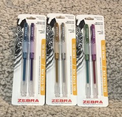 Zebra Gel Ink Stick Pens – 0.7mm – 6 Assorted Colors (3 packs of 2 pens)