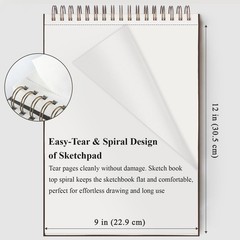 Fuxi 9 x 12 Sketch Book, Top Spiral Bound Sketch Pad, 100 Sheets 68lb/100gsm …