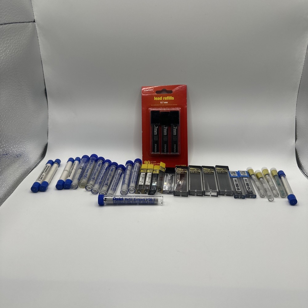 Vintage Lot 30 PENTEL Refill Eraser PDE-1 &Lead Refills Mixed Sizes See Photos