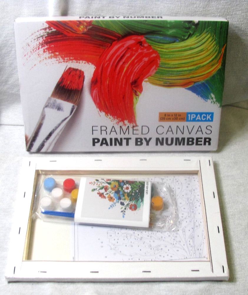 Framed Paint by Numbers Kit for 8*12 Inch, Possoco Colorful Flowers-2030 Sealed”