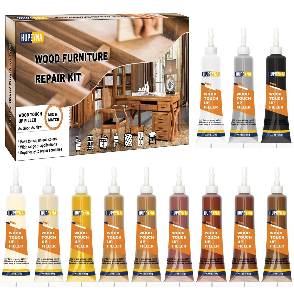 Hupeyna Wood Furniture Repair Kit, 12 Colors Wood Repair Kit, Wood Touch up F…