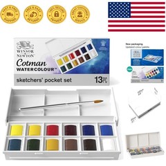 Portable Cotman Watercolor Paint Set – 12 Vibrant Colors & Mixing Palette