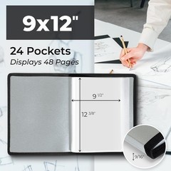 Art Portfolio Binder 9×12, Acid-Free Paper, 48 Page Display