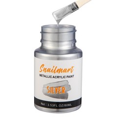 80ml Metallic Silver Acrylic Paint with 2.82 Fl Oz (Pack of 1), Silver-80ml