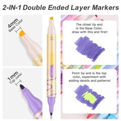 Color Layering Double Sided Markers,16pcs 32Colors Dual Tip Magic Markers,Bro…