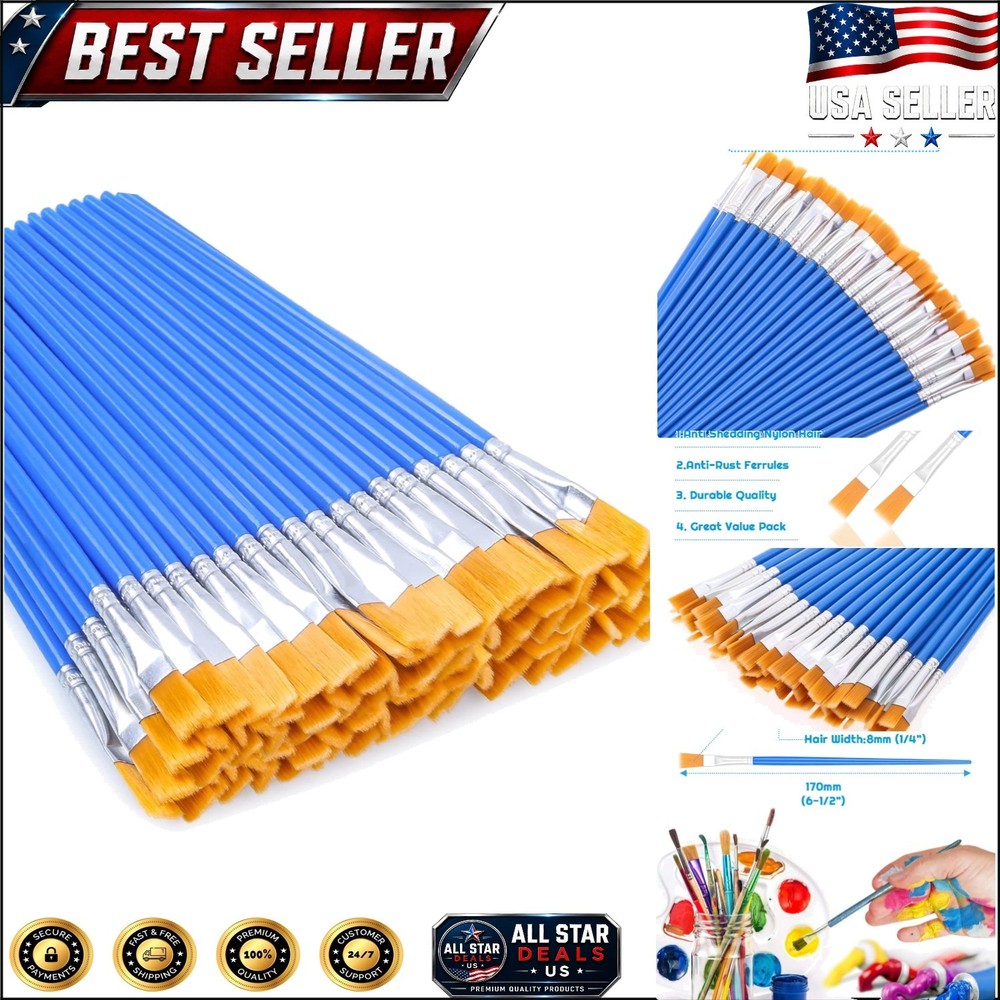 Mini 50 Pcs Flat Paint Brushes – Easy to Clean, Perfect for All Painting Styles