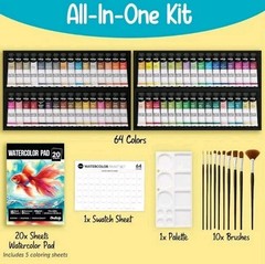 Chalkola Watercolor Paint Set – 64 Water Color Paint Tubes (12ml, 0.4oz) New