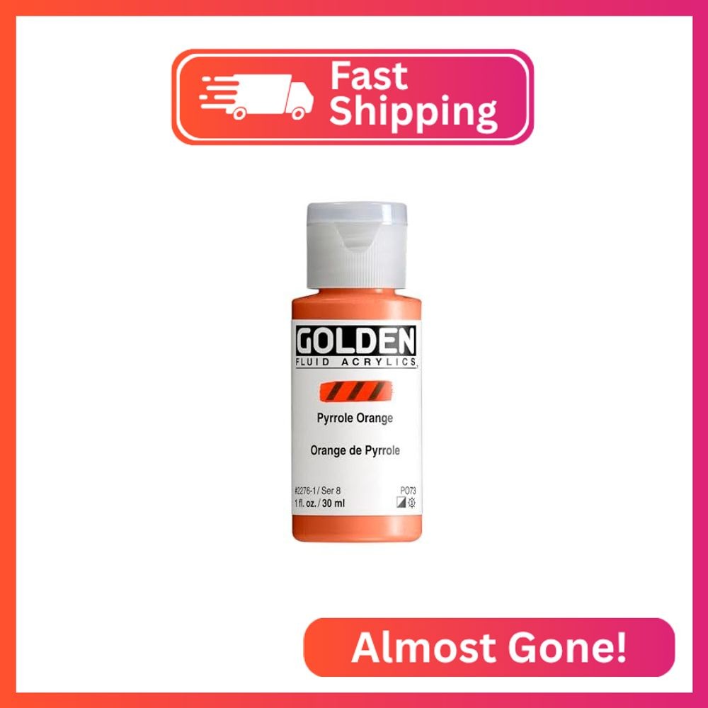Golden Fluid Acrylics – Pyrrole Orange – 1 oz Bottle
