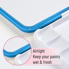 Airtight Watercolor Palette with Lid, Blue, 18 Wells and 2 Mixing Areas