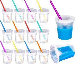 12 Packs No Spill Paint Cups with Lids for Kids Toddlers, Large Paint Water Cup