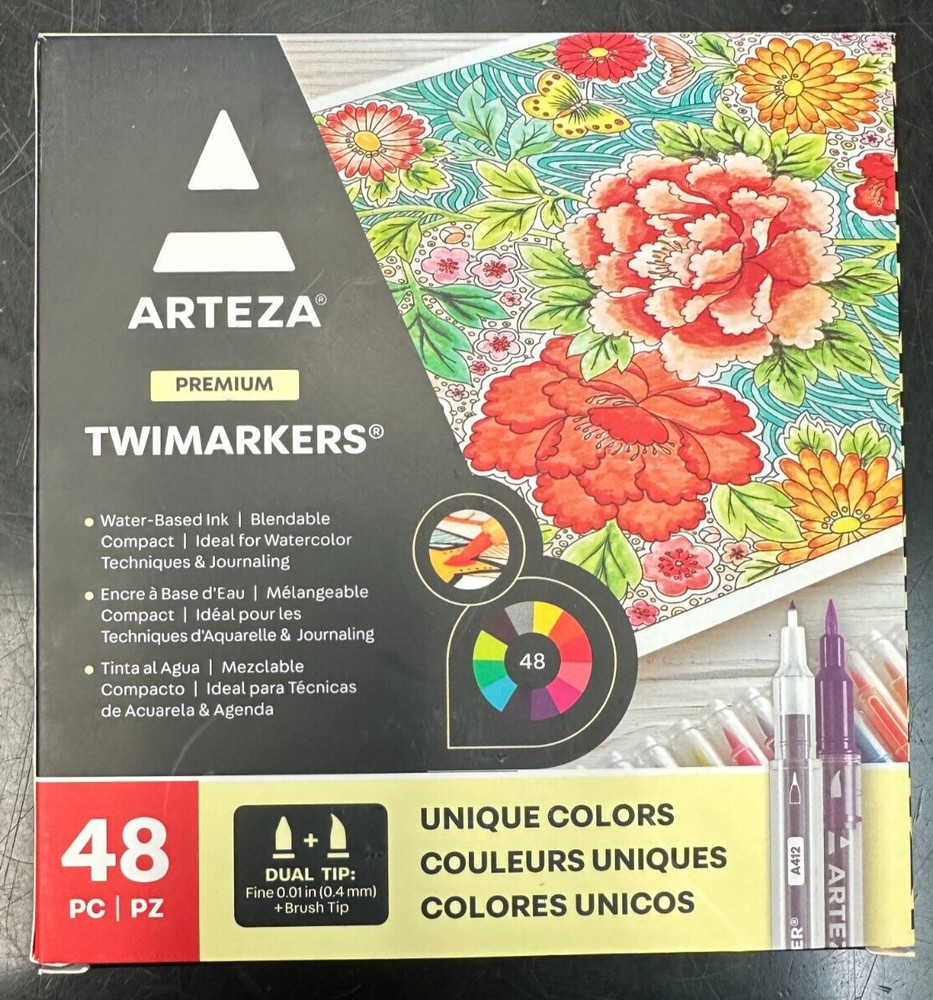 Arteza TwiMarkers, Set of 48 Colors – Unique Colors *NEW*