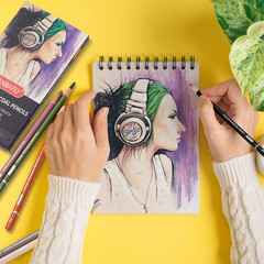 Professional Colored Charcoal Pencils Drawing Set, 12 Colors Skin Tone Colored P