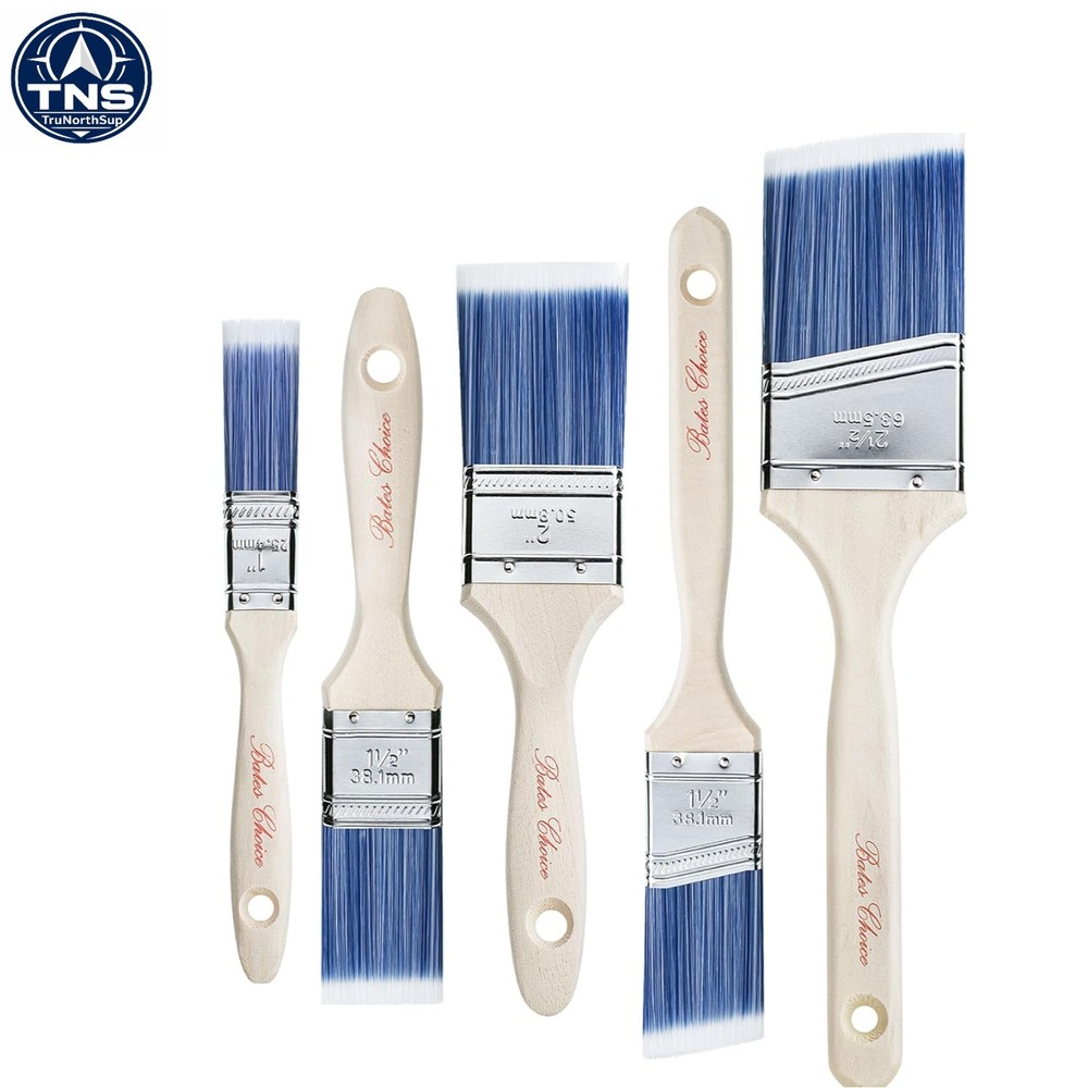 Bates Paint Brush Set 5 Pack Assorted Sizes Flat & Angle Synthetic Bristles
