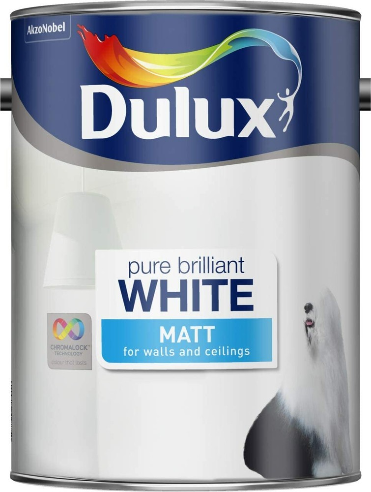 Dulux Matt Pure Brilliant White Matt Emulsion – Walls & Ceilings Paint 5L