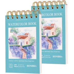 2 PCS Mini Watercolor Paper Pad 3.5×5.5 Inch 30 Sheets Cold Press Travel Size
