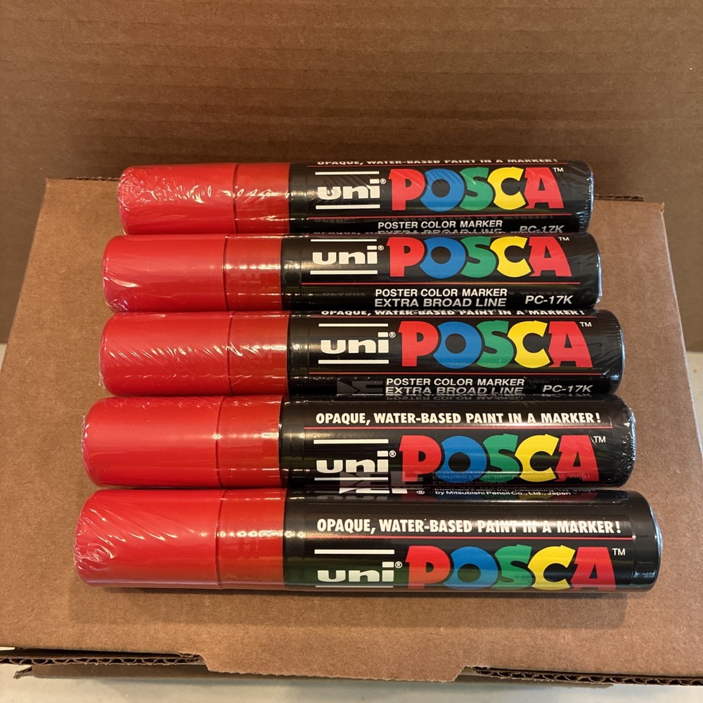Qty of 5 Mitsubishi uni Posca Paint Pens Marker | PC-17K Red 63805 New Sealed