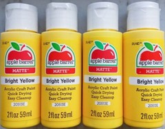 Bright Yellow (4x) 2oz Bottles – (8oz) Apple Barrel Matte Acrylic Craft Paint