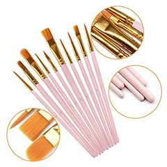 1 Pack Paint Brushes Set, 10 Pcs Nylon Hair Painting Brushes for Watercolor,