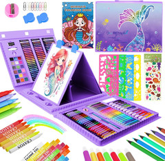 Homicozy Art Supplies for Kids Ages 4-12,Mermaid Drawing Sets Art Case,Coloring