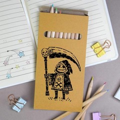 12 x ‘Cute Grim Reaper’ Long 178mm Coloured Pencils / Pencil Set (PE00077291)