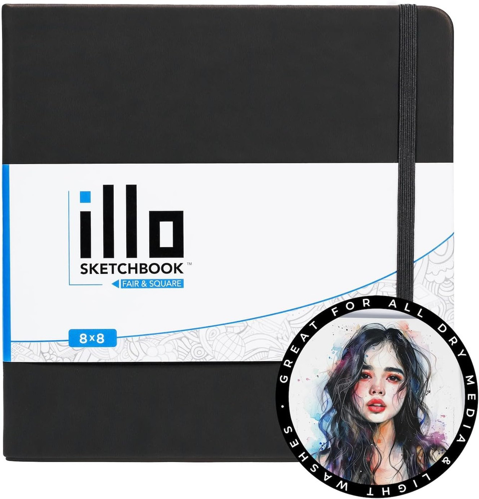 8’’ X 8’’ Square Hardcover Sketch Book, (112Lb/180Gsm) Heavyweight Paper, Rib…