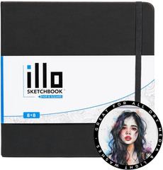 8’’ X 8’’ Square Hardcover Sketch Book, (112Lb/180Gsm) Heavyweight Paper, Rib…