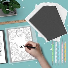 200 Sheets Carbon Paper Black Graphite Paper Transfer Tracing Paper and 5 Pieces